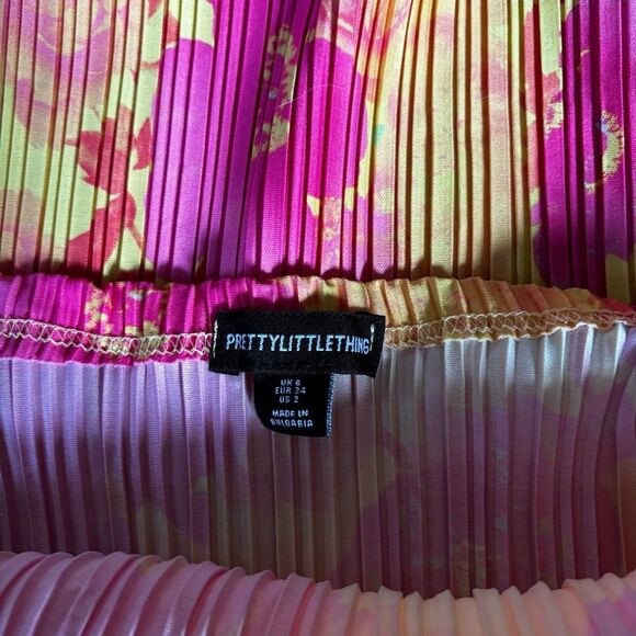 PrettyLittleThing Pink and Yellow Floral Bandeau Dress | EUC | 2 - Picture 8 of 8